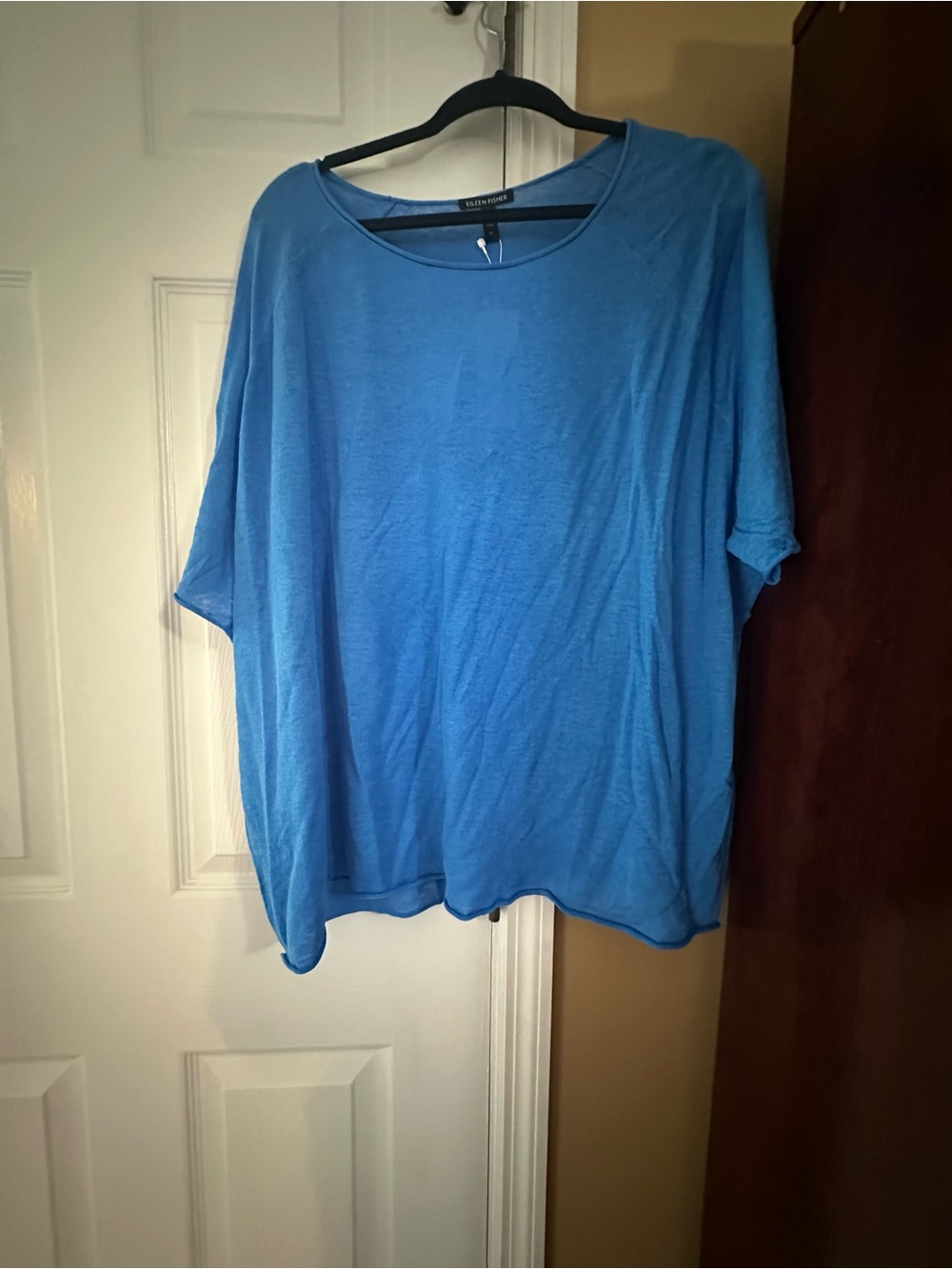 Eileen Fisher Sky Blue Boxy Cotton Short-Sleeve Tee
